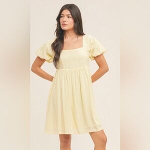Adshira Kiwi Eyelet Smocking Babydoll Dress